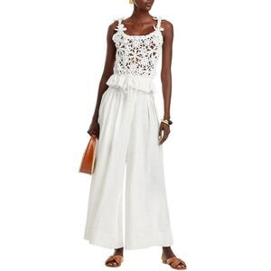 Farm Rio Womens Flowers Crochet Top Small Off White - NWT $248